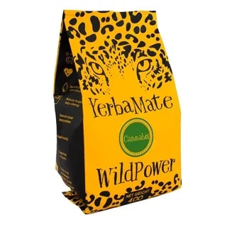 Opakowanie Yerba Mate Wild Power o wadze 400g. Produkt łączy naturalne składniki konopi, idealne dla miłośników zdrowego stylu życia oraz aromatycznych naparów.