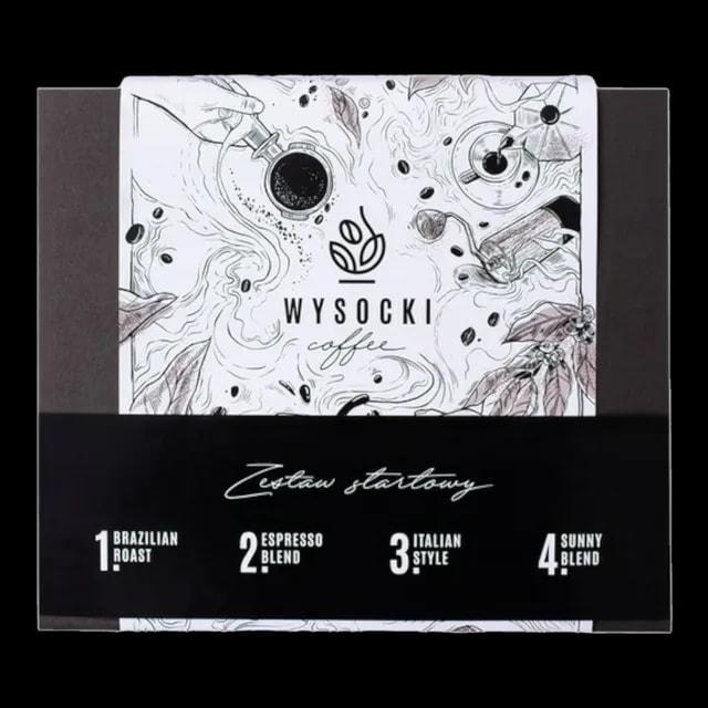 Prezent Wysocki Coffee - Zestaw Startowy 4x250g, zestaw czterech różnych rodzajów kawy w eleganckim opakowaniu