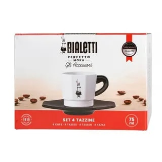 Bialetti - Zestaw 4 filiżanek z podstawką - Czarno-biały