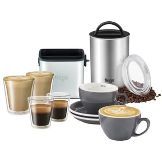 Zestaw do Kawy SAGE - Zestaw Baristy - Filiżanki, Szklanki Termiczne, Knock Box, Pojemnik 450g