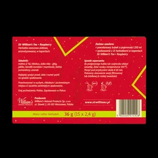 Zestaw Sir William's Tea 15 Herbat Raspberry Z Kubkiem Porcelanowym