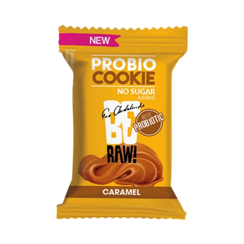 BeRAW! Probio Cookie Ciasteczko Probiotyczne Carmel Karmelowe Bez Dodatku Cukru 18 g