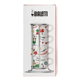 Bialetti Italia - Zestaw 4 filiżanek do cappuccino na stojaku