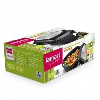 Lamart - Brytfanna z Pokrywą Do Grillowania DOUBLE LT1105 - 9 L