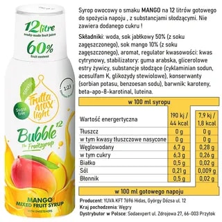 Syrop FruttaMax MANGO LIGHT 500ml na 12 litrów