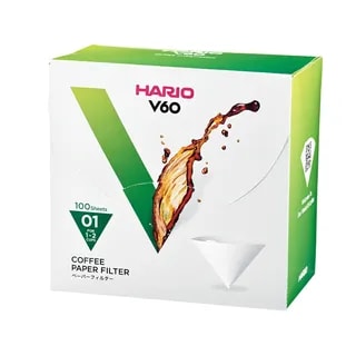 Hario - Filtry papierowe białe - V60-01 - 100 Sztuk