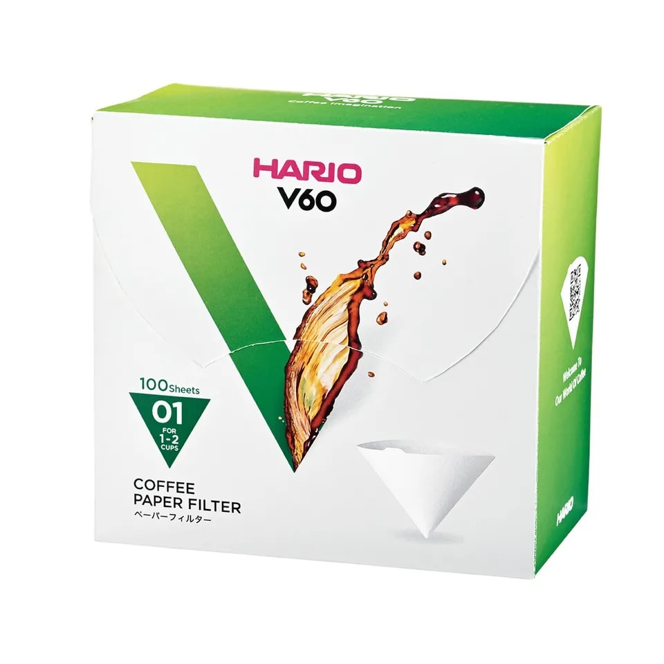 Hario - Filtry papierowe białe - V60-01 - 100 Sztuk