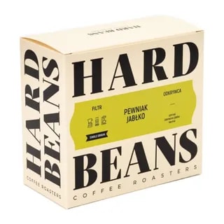 Opakowanie kawy filtracyjnej Pełniak Jabłko od Hard Beans, wyróżniające się unikalnym smakiem i aromatem. Idealne do przygotowania filiżanki wyjątkowej kawy, łączącej nuty czerwonego jabłka z karmelowym akcentem.