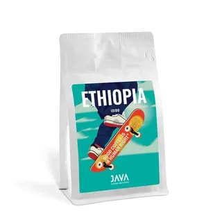 Opakowanie 250g kawy ziarnistej Etiopia Idido od JAVA Coffee Roasters – wyjątkowa kawa przelewowa z Afryki z owocowym aromatem i cytrusowymi nutami, dostępna w sklepie Coffee Selection.