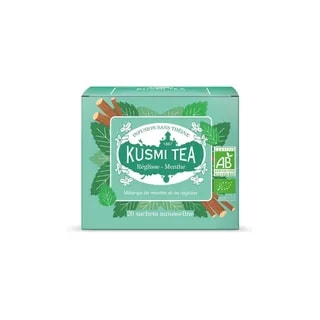 Opakowanie herbata Kusmi Tea o smaku lukrecji i mięty, zawierające 20 saszetek. Idealna dla miłośników aromatycznych naparów, doskonała na relaksujące chwile.