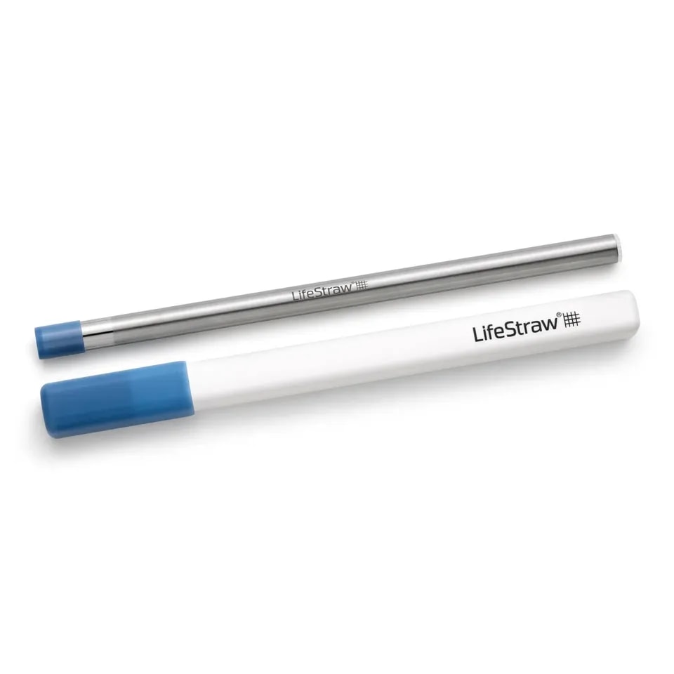 LifeStraw SIP Stormy Blue – stalowa słomka filtrująca z silikonową końcówką i etui, idealna do napojów w domu i w podróży