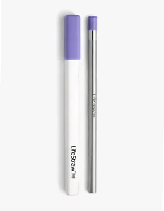 LifeStraw Sip Słomka Filtrująca Ze Stali Nierdzewnej Wielokrotnego Użytku z Etui Thistle Purple
