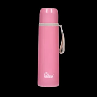 Różowy termos Majestic Sport Izalco o pojemności 500 ml, wyróżniający się eleganckim i smukłym designem. Posiada praktyczny pasek w jasnym kolorze, który ułatwia noszenie. Zakręcane wieczko zapewnia szczelność i wygodę użytkowania. Logo "Majestic Sport" znajduje się na dolnej części termosu, podkreślając jego markowy charakter. Idealny do przechowywania ciepłych napojów w podróży lub na co dzień.