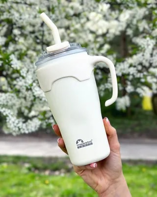 Kubek Termiczny Ze Słomką Majestic Sport Jelly 650 ml Biały