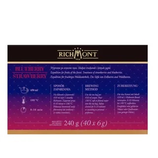 Herbatka Richmont Blueberry Strawberry 40 szt porcelanowy zestaw do herbaty