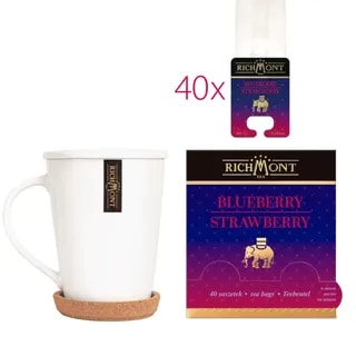 Herbatka Richmont Blueberry Strawberry 40 szt porcelanowy zestaw do herbaty