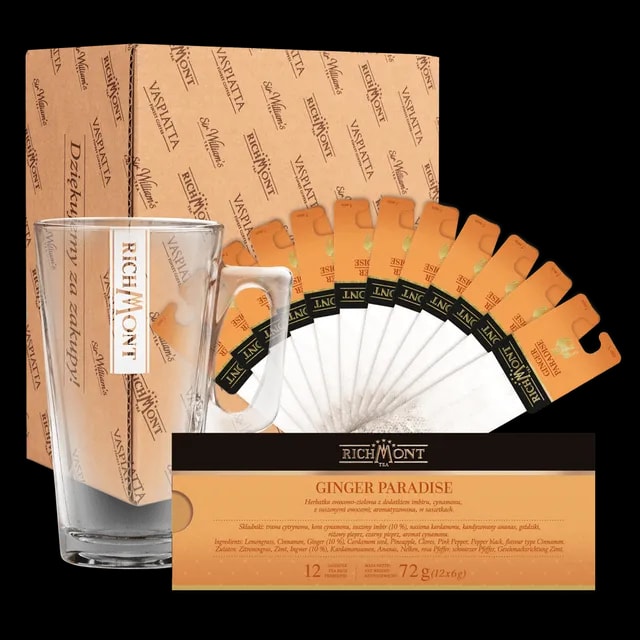 Richmont Ginger Paradise 12 saszetek + Szklanka Hot Winter