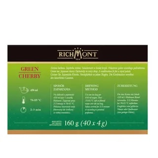 Herbata Richmont Green Cherry 40 szt porcelanowy zestaw celebracji herbaty