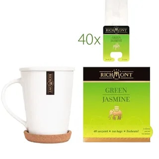 Herbata Richmont Green Jasmine 40 szt porcelanowy zestaw do herbaty