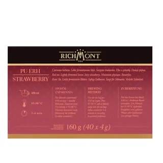 Herbata Richmont Pu-Erh Strawberry 40 szt zestaw do celebracji herbaty