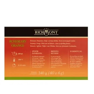 Herbatka Richmont Rosemary Orange 40 szt porcelanowy zestaw do herbaty