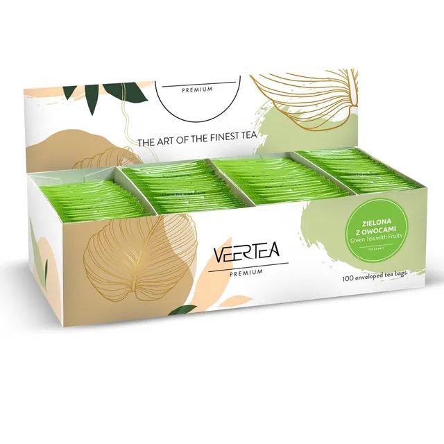 VEERTEA Sensational Green Tea & Fruits- zielona herbata z owocami w saszetkach / kopertkach - 100 torebek