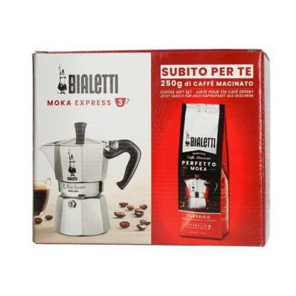 Bialetti Zestaw Moka Express 3tz + kawa Perfetto Moka Classico 250g - obrazek 2