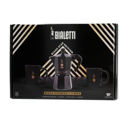 Bialetti - Zestaw Moka Express 6tz Czarna + 2 Kubki - obrazek 4