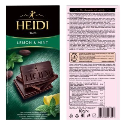 Czekolada Gorzka HEIDI DARK LEMON & MINT 80G - obrazek 2