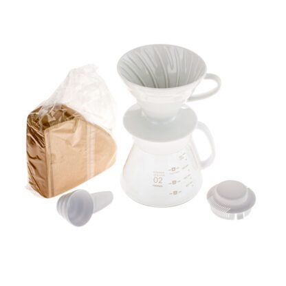 Hario zestaw V60 Dripper & Pot White - drip + serwer + filtry - obrazek 2