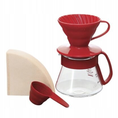 Hario zestaw V60 Pour Over Kit Red - drip + serwer + filtry - obrazek 2