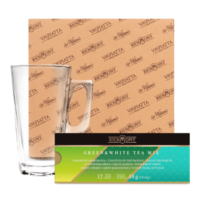 Richmont Green & White Tea Mix 12 Saszetek + Szklanka Hot Winter - obrazek 2