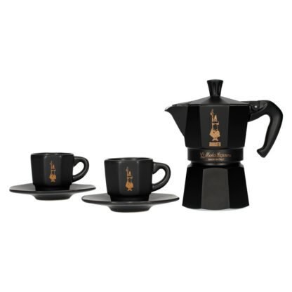 Bialetti Zestaw Moka Express 3tz Czarna + 2 filiżanki do espresso ze spodkami - obrazek 2