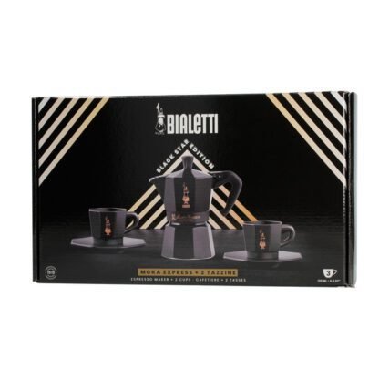 Bialetti Zestaw Moka Express 3tz Czarna + 2 filiżanki do espresso ze spodkami - obrazek 4