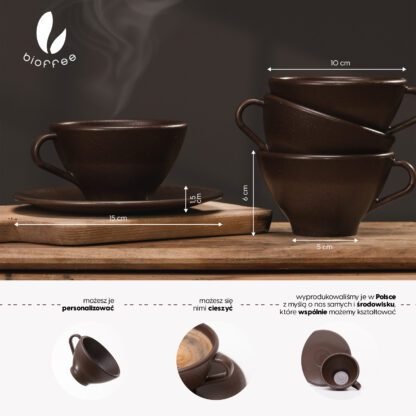 BIOFFEE Filiżanka i spodek z fusów kawowych i biomateriału - obrazek 13