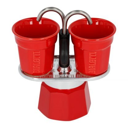 Bialetti Mini Express 2tz Czerwona + 2 filiżanki - obrazek 2