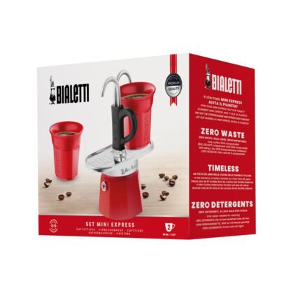 Bialetti Mini Express 2tz Czerwona + 2 filiżanki - obrazek 6