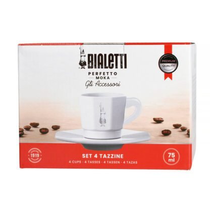 Bialetti - Zestaw 4 filiżanek z podstawką - Biały - obrazek 3