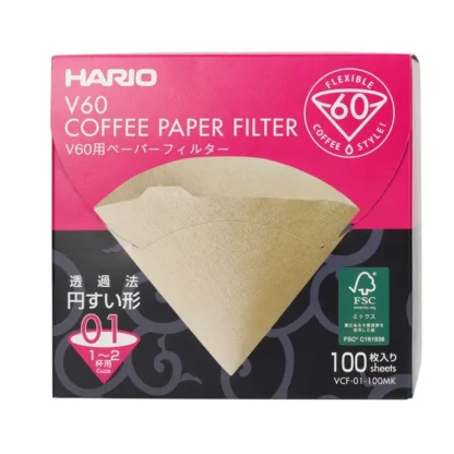 Hario filtry papierowe Misarashi brązowe - V60-01 - Karton 100 Sztuk