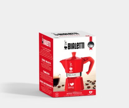 Kawiarka Bialetti Moka Express Love 6tz Czerwona + GRATIS Bialetti Perfetto Moka Classico 100g - obrazek 7