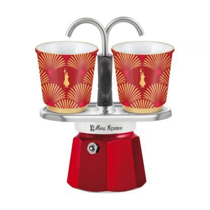Bialetti - Deco Glamour - Mini Express 2tz Czerwona + 2 Filiżanki