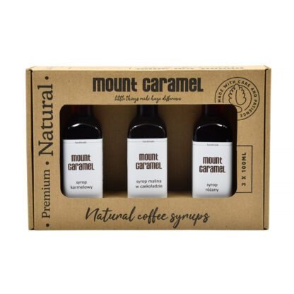 Mount Caramel - Zestaw syropów 3 x 100ml - Malina w Czekoladzie - Róża - Karmel