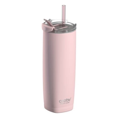 Asobu - Aqualina Różowy - Kubek termiczny ze słomką 600 ml
