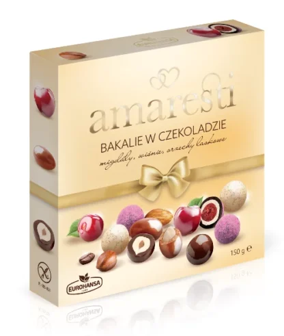 Eurohansa - Amaresti Bakalie w czekoladzie migdały, wiśnie, orzechy laskowe - 150g