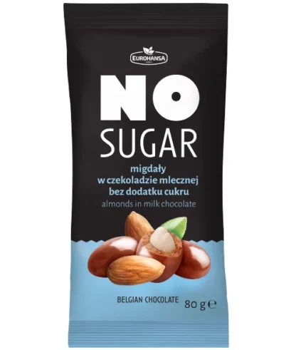 Eurohansa - NO SUGAR Migdały w Czekoladzie Mlecznej Bez Cukru - 80g