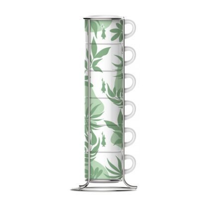 Bialetti - Primavera - Zestaw 6 filiżanek do espresso na stojaku - Zielony - obrazek 2