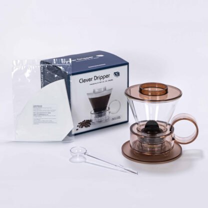 Clever Dripper - Zaparzacz do kawy szklany 500ml przezroczysty brązowy - obrazek 2