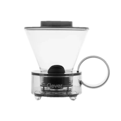 Clever Dripper - szklany zaparzacz do kawy, szary, z wygodnym uchwytem i dolnym zaworem