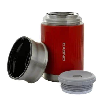Termos obiadowy Casno Marapi 750ml czerwony - dwuczęściowy, termos do przechowywania i przenoszenia gorących posiłków