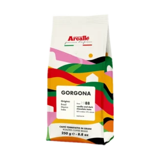 Kawa ziarnista Arcaffe Gorgona 250g, mieszanka arabiki i robusty, o nutach wanilii i ciemnej czekolady